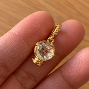 NWOT 14K Gold-Plated Snow Globe Dangle Charm w Clear Crystal Sterling Silver 925